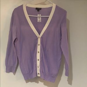 Brand New Lavender Cardigan with White Trim